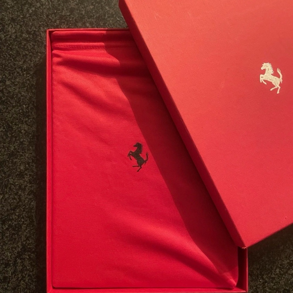 Ferrari Red Leather iPad Tablet Folio Case w/ Original Box & Dust Cover